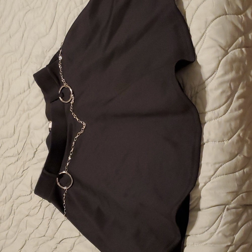 Black Skater Skirt with Chain